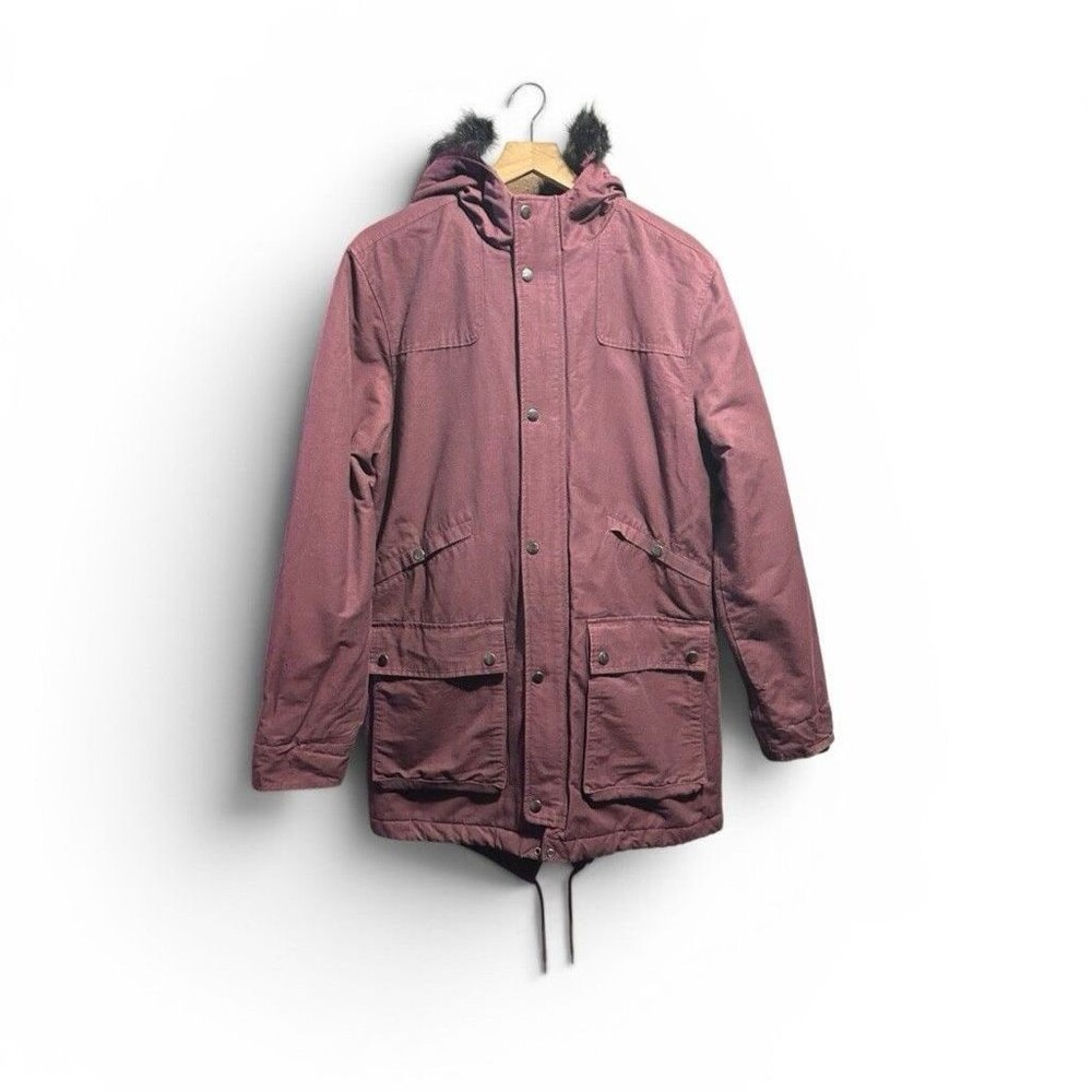 Topman Fishtail Parka Men's Medium Faux Fur Hooded Quilted Lined Outdoor Coat